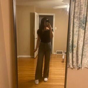 LOFT Gray Denim Wide Leg Jeans